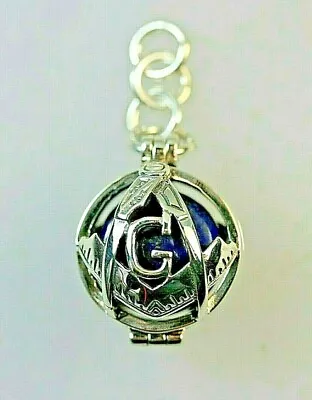 Masonic Lapis Lazuli Silver Masonic Ball Pendant • £95