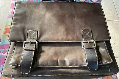 Visconti Dark Brown Leather Messenger Bag Laptop Case • $55