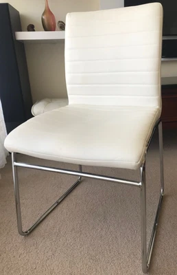 $120 • Buy Dining Chairs X 6 Faux Leather Beige Used Chrome Frame
