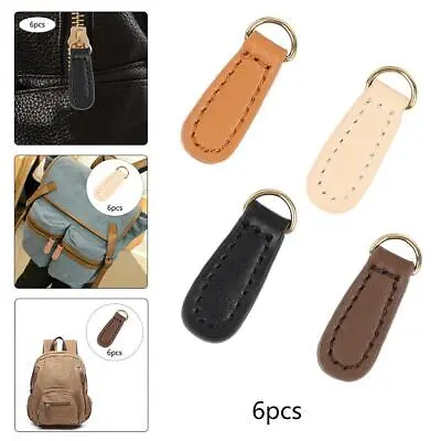 6x Zipper Pull Fixer Craft PU Leather Zipper Tags For Luggage Handbags Purses • $17.49