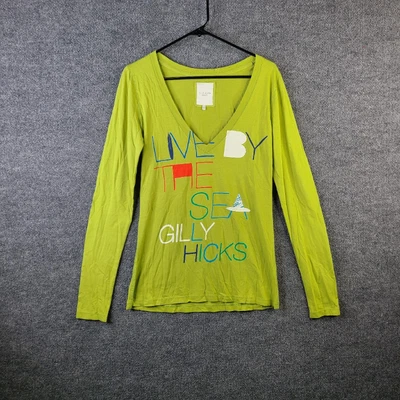 $13.49 • Buy Gilly Hicks T-shirt Womens Size Medium Green Long Sleeve V-neck Live By The Sea