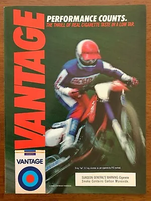 1985 Vantage Cigarettes Vintage Print Ad/Poster Motorcycle Dirt Bike Motocross   • $14.99