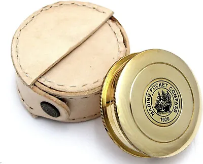$16.62 • Buy Robert Frost Brass Poem Compass-Pocket Compass With Leather Case New Year Gift