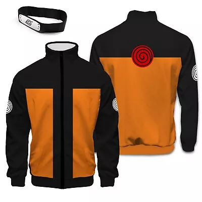 Unisex Women Men Naruto Uzumaki Cosplay Costume Hoodie Jacket + Headband • $24.99