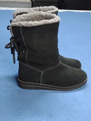 Muk Luks Womens Black Knit Winter & Snow Boots Shoes 6 Medium (BM)  • $22.50