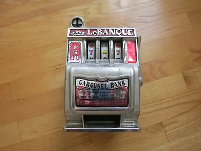 Vintage Carousel Le Banque Toy Slot Machine Bank -Working !!! • $20