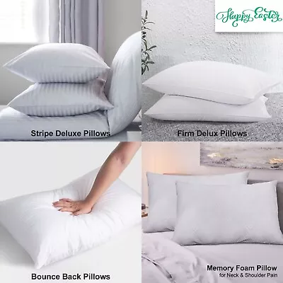 Large Soft Pillows Bounce Back Memory Foam Firm Deluxe Striped Pillows Pack Of 2 • £4.99