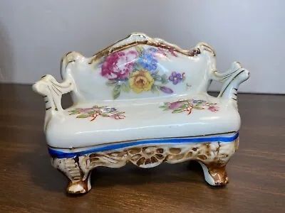 Made In Occupied Japan Porcelain Miniature Couch W Roses Doll Furniture 1940’s • $11.93