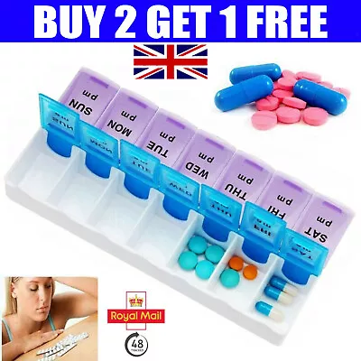 Weekly Pill Box Daily Organiser Medicine Tablet Storage Dispenser 7 Day Week UK • £3.15