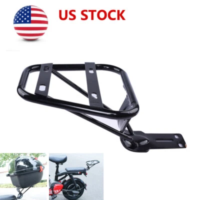 $33.45 • Buy Motorcycle Backrest Bracket Rear Back Storage Rack Tail Box Luggage Shelf Black