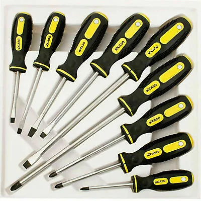 £8.25 • Buy 9pc Precision Magnetic Screwdriver Set Soft Grip Handle Philips Slotted Tool Bit