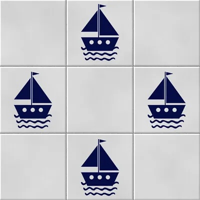 Sail Boat Nautical Vinyl Wall Tile Transfers Stickers Decals Bathroom Home • £13.49