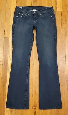 True Religion Becky Bootcut Flap Pocket Jeans 28 EUC Dark Indigo Wash  • $14.99