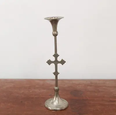 Vintage Candle Stand Holder Antique Cross Catholic Church Relic Altar Decor • $52