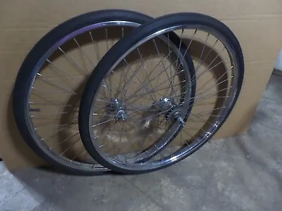 Vintage Schwinn Bicycle Wheel Set - S5 26x1-3/8 36 Spoke 3-Speed Hub - Avg • $59.99