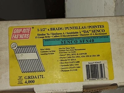 $31.11 • Buy Grip-rite Grda17l 1 1/2 Brad Nails 4000 Count Fits Senco Sfn40 & Others 