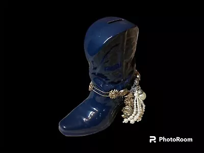 Blue Decorative Porcelain Boot With Moons & Stars Bracelet • $19.94