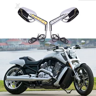 Chrome Rearview Side Mirrors Turn Signas Blinker For Harley V-Rod Muscle VRSCF  • $79.05