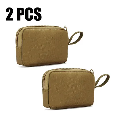 2 Pack Tactical Wallets Pouch Coin Key Zipper Pocket Waterproof Mini Waist Bag • $9.99