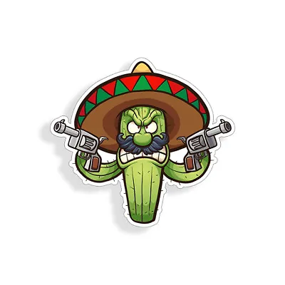 Angry Cactus Sticker Mexican Sombrero Pistol Car Cup Laptop Window Bumper Decal • $2.95