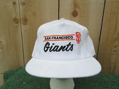 Vintage 90's Annco San Francisco Giants Script Snapback White Baseball Hat Cap • $35