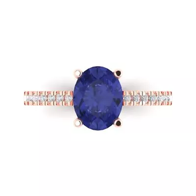 1.8 Ct Oval Tanzanite Stone Promise Bridal Wedding Designer Ring 14k Rose Gold • £250.20