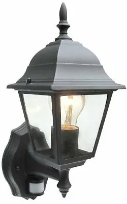 £27.99 • Buy Outdoor 4 Sided White Or Black Wall Lantern Security Light Complete With PIR 