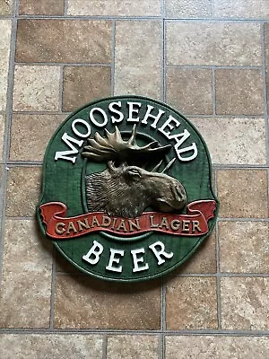 Vintage Moosehead Canadian Lager Beer Sign Wall Plaque 3D 14  X 14  Plastic • $23