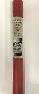 K&S Engineering 36 Inch Steel Music Wire 1/4 Inch Diameter - Tube Of 4 • $24