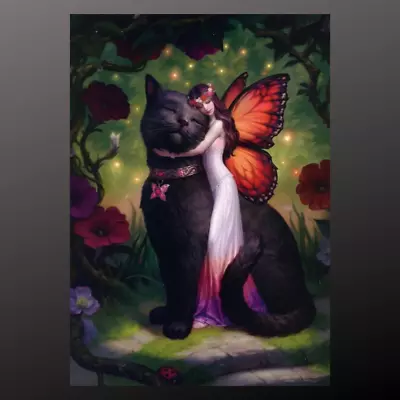 Fairy Friend Card James Ryman Birthday Ostara Samhain  Cat  Fairy Wiccan Pagan • £3.49