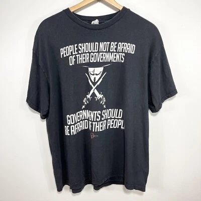 $99.99 • Buy 2005 V For Vendetta Quote RARE Graphic DC Comics Movie Promo Black T-Shirt 2XL