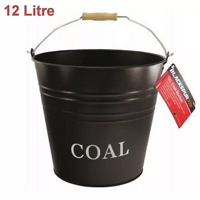 Vintage Coal Bucket Black Metal Fireplace Ash Bin Scuttle Hod Fire Log Storage • £8.90