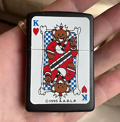 Vintage Zippo Lighter King Of Hearts Bear 1995 A.A.D.L.P. NR8 OLD STOCK NR MINT • $50