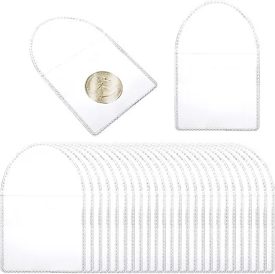 TIESOME Single Pocket Coin Sleeves Holders 50PCS 2 Inch Individual Pocket Coin • £9.49