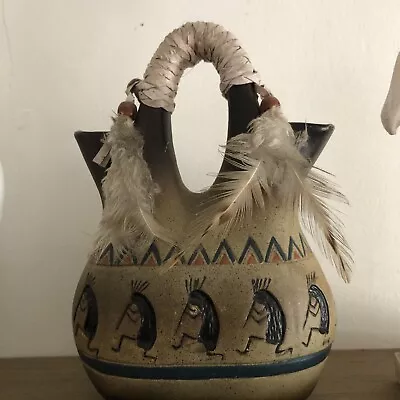 Native American Wedding Vase New Mexico Hand Decorated Pottery Jug  • £19