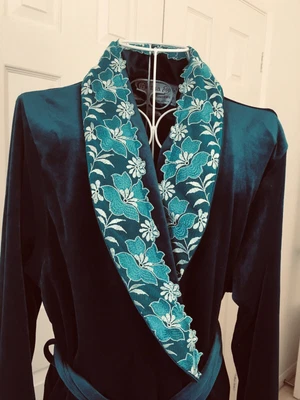 £23.85 • Buy Size M Cinema Etoile Dressing Gown - Embroidered Trim At Collar: Teal Colour