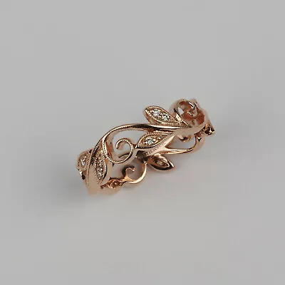 Gabriel & Co. 14k Rose Gold Diamond Womens  Leaves  Band Ring Size 4.5 • $439