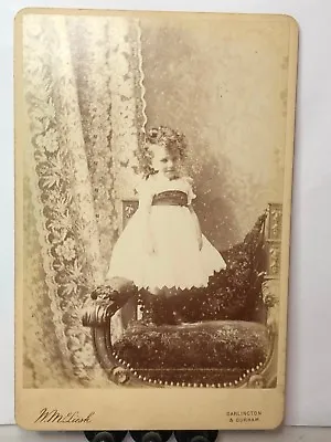 1880's Cabinet Card Photo Girl Stood On Chair By W McLiesh Darlington & Durham • £9.15