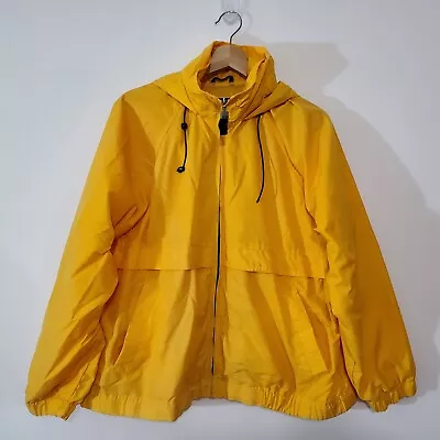 VTG Pacific Trail Jacket Womens Large Yellow Full Zip Hooded Windbreaker  L • $11.24