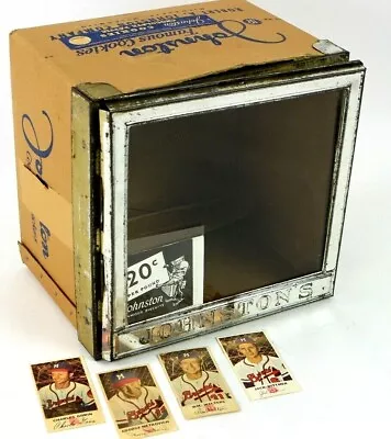 1950's Milwaukee Braves Johnston Cookies Hinged Glass Door Store Display+4Cards • $399.99
