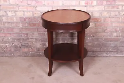 Baker Furniture Milling Road Italian Provincial Mahogany And Burl Wood Tea Table • $1495