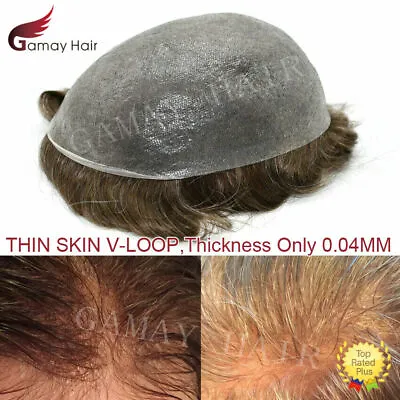 Invisible Ultra Thin Skin Mens Toupee Hair Replacement Poly Hairpiece PU Systems • $149