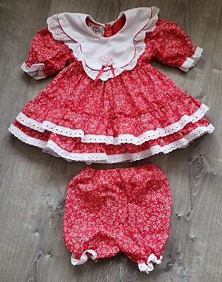 Vintage Red And White Ruffle 2 Piece Bon Cha Cha Sports Girls Dress 24 Months • $20