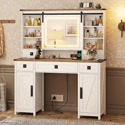Farmhouse Vanity Desk Large Makeup Dressing Table With 5 Drawers & Hidden Space • $279.89