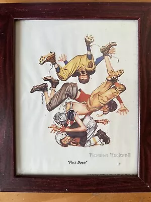 Norman Rockwell First Down Rustic Art Dark Oak Framed Picture Print • $20