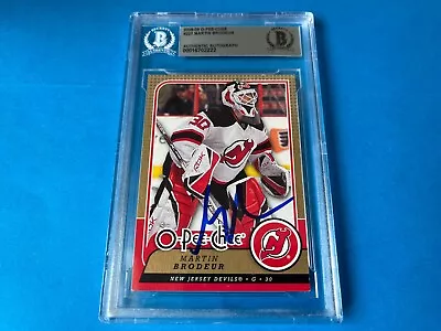 Martin Brodeur HOF 2008-09 O-Pee-Chee Card Signed Auto Beckett SLABBED BAS • $99.99