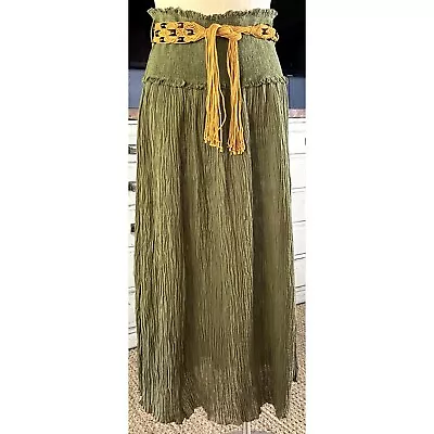 NWT New $430 Zimmermann Green Empire Shirred Midi Skirt 2/8 • $156