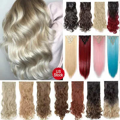 8 Pieces Clip In Hair Extensions Full Head Natural As Human Long Thick Lelinta • $12.35