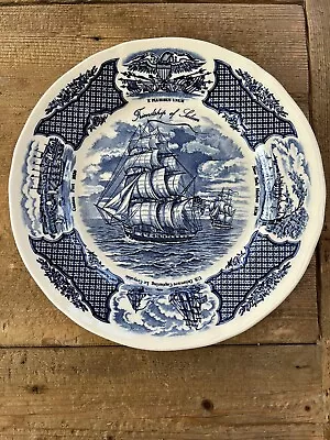 Vintage Blue Transferware Ship Salem N.Y. Meakin Staffordshire Dinner Plate 10” • $15
