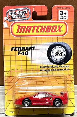Vintage 1992 MATCHBOX SUPERFAST MB207 RED FERRARI F40  Motor City NEW • $14.99